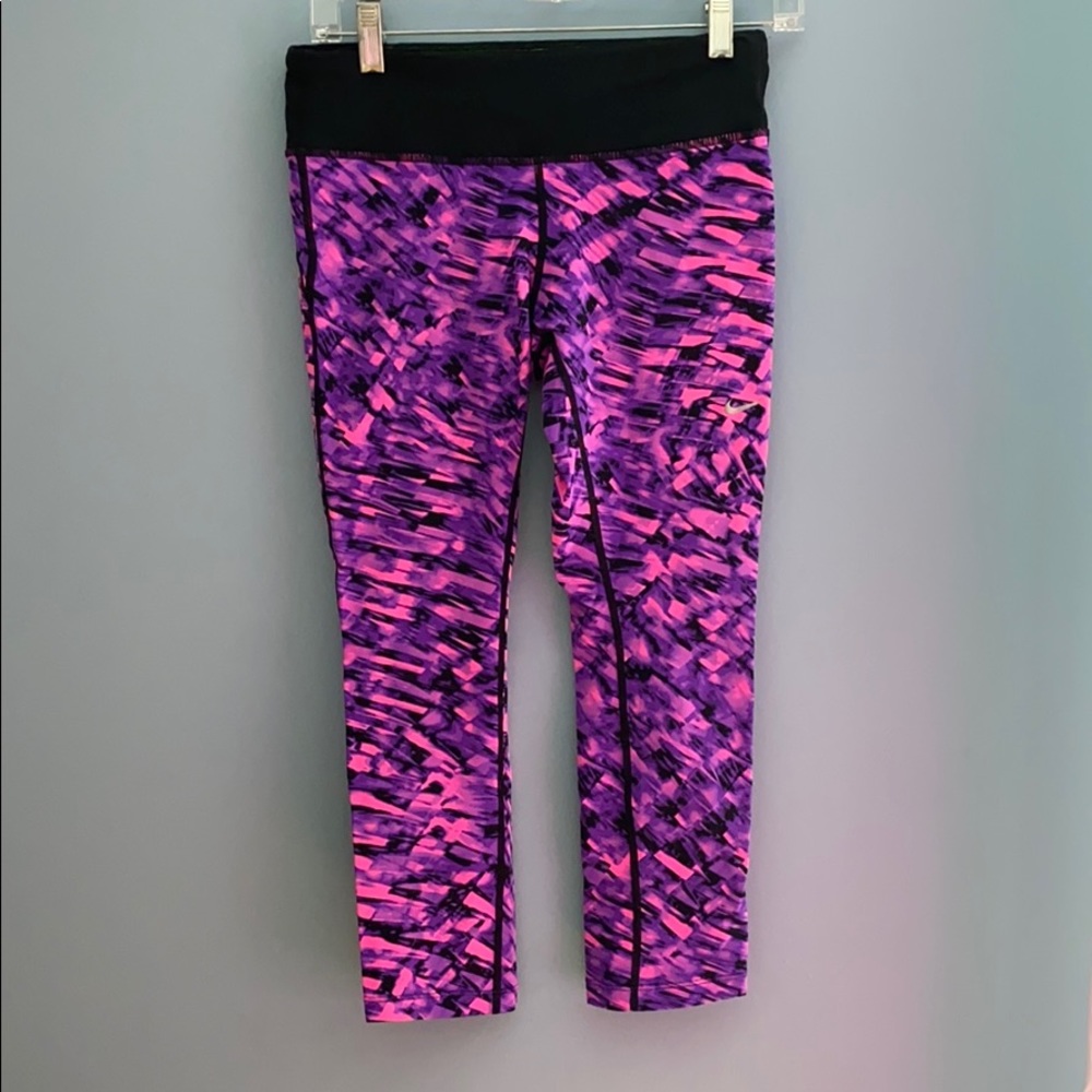 Nike pink purple small crop leggings neon